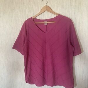 Chico's Pink Flutter Sleeve Boxy Top